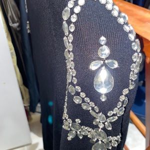 ShawlCardigan Rhinestone Detail Ladies Sweater (S)